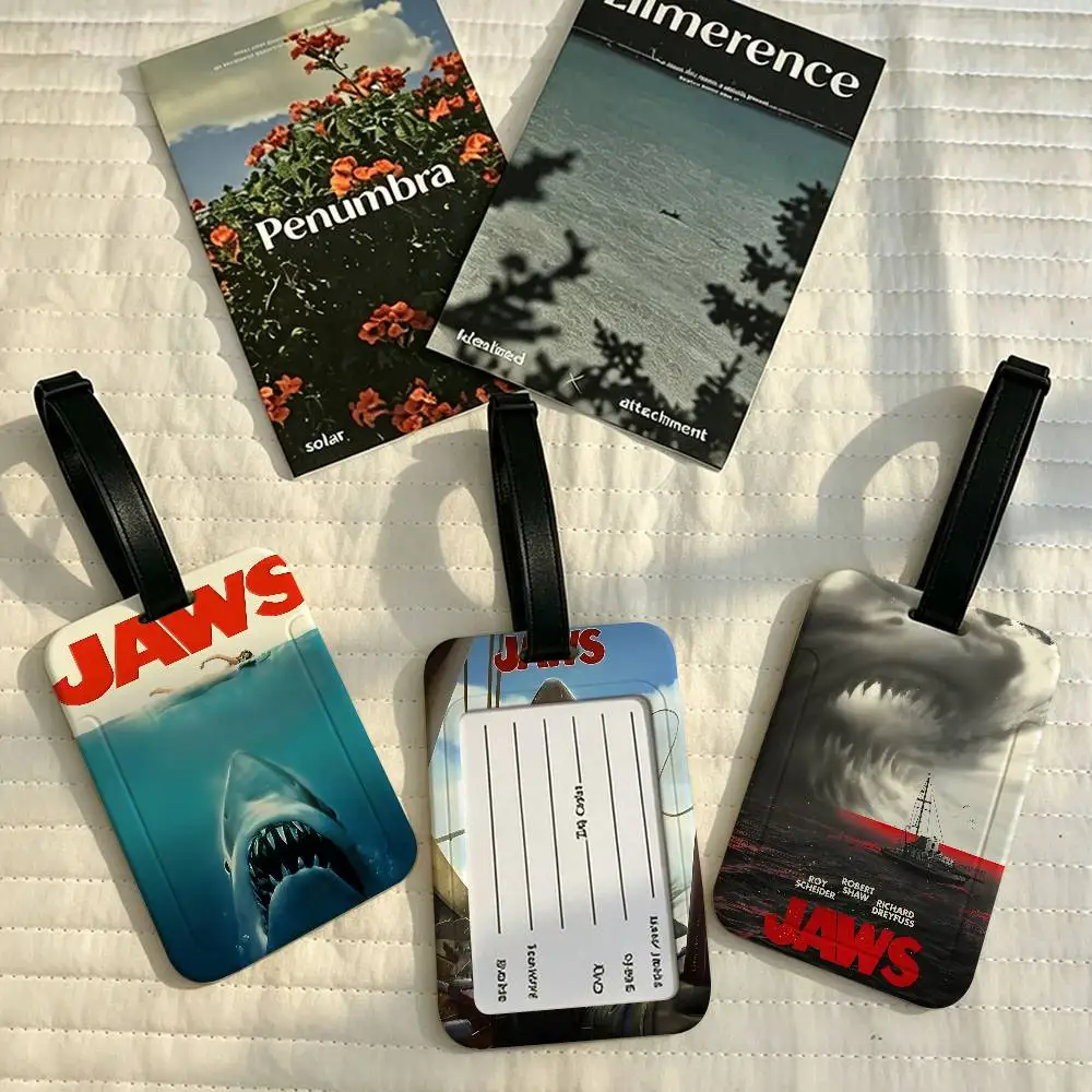 Film J-JAWS Classic Movie Durable PVC Anti lost Baggage Tag With Info Card Lightweight Luggage Identification Label