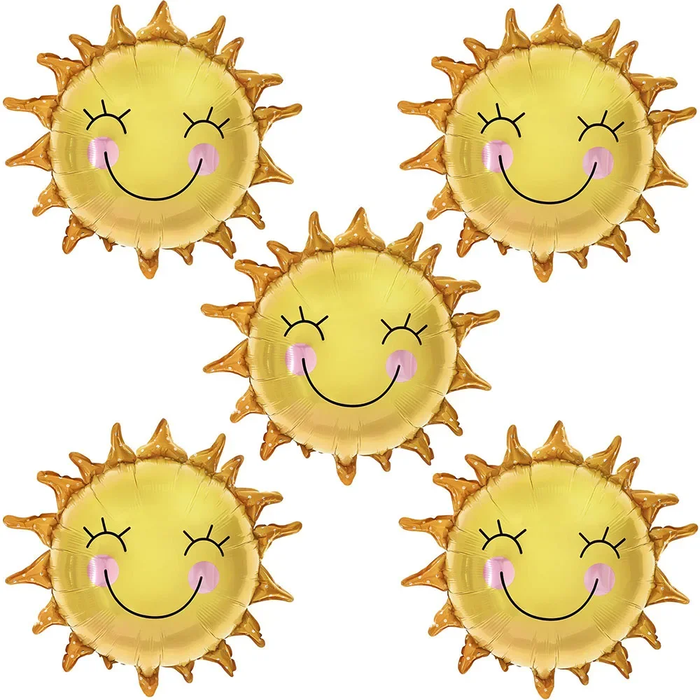 5 Stück 26 Zoll Sonnenballons mit Smiley-Gesicht für Party, Mylar-Sonnenschein-Ballons, Sommerballons für die Dekoration zum ersten Geburtstag von Kindern. – Detail 4