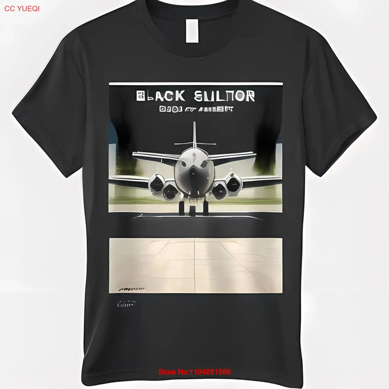 Jet Set Style: Black T-Shirt with Airplane Design Airbus A32098X