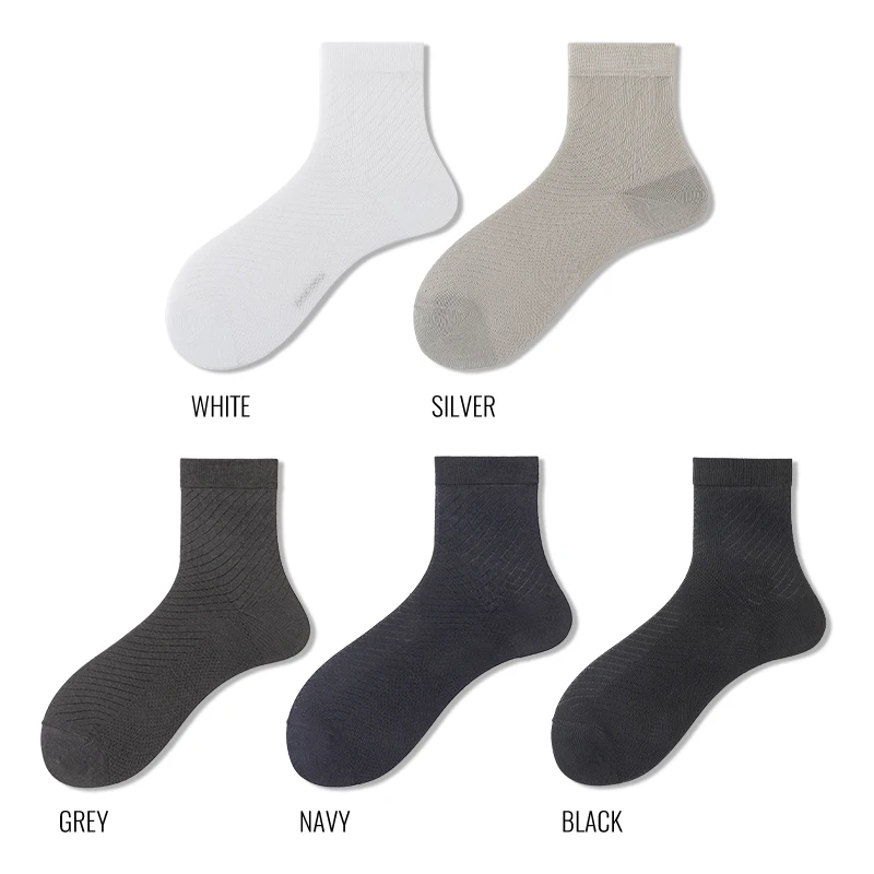 MiiOW Ice Silk Modal Socks Summer Thin Long Socks Men Breathable Mesh Antibacterial Sports Cotton Middle Tube Crew Sock Business