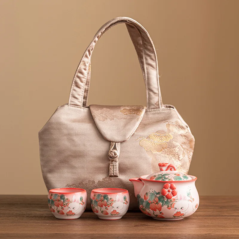 Ru Porcelain Fatted Zhu Powder Rabbit Hand Grab Pot Single Pot High-end Kung Fu Tea Set Not Hot to Make Tea Cover Bowl Teacup