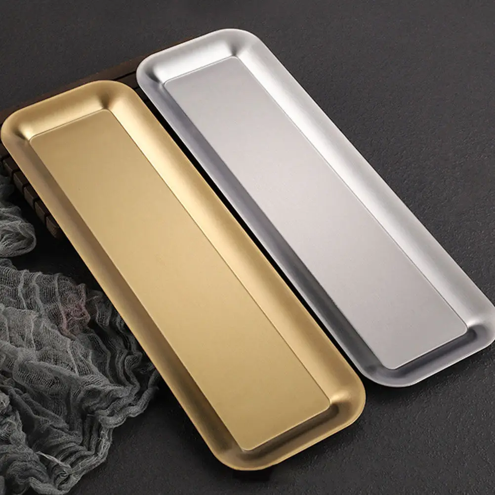 Stainless Steel Sushi Plate Classic Rectangle Dinner Plate for Hot Pot Meatball Bbq Sushi Display Home Use Rectangle Plates