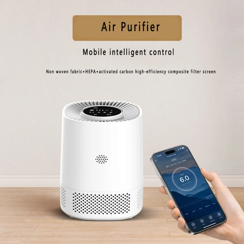 เครื่องฟอกอากาศใหม่ PJ06 Home Wifi อัจฉริยะตั้งเวลาแผงสัมผัสควบคุมเสียงเครื่องฟอกอากาศ 3-in-1 ประสิทธิภาพสูง HEPA filter