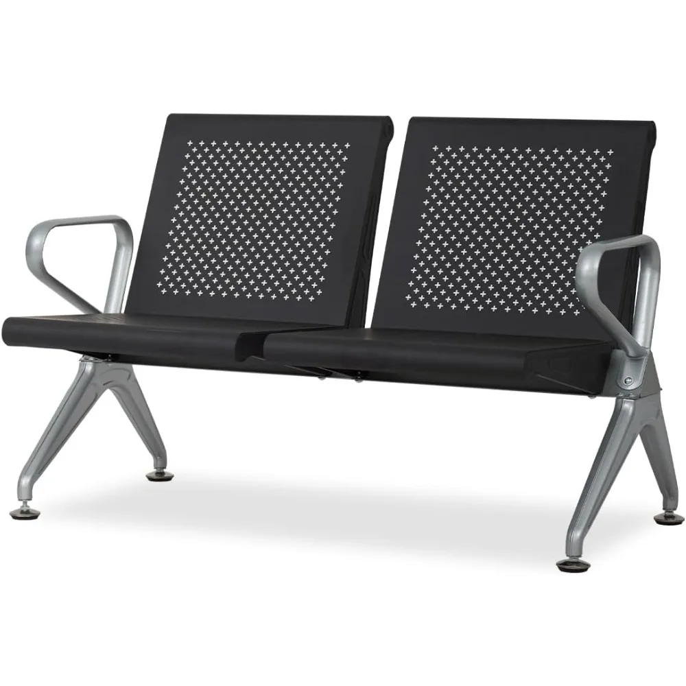 

Waiting Room Bench - 2-Seat Guest Reception Chairs Office Chair Modern Furniture for Barber, Hospital, Airport, Salon, Bank(Blac