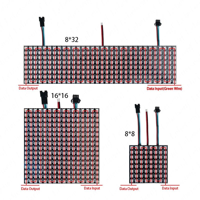 Ekran LED cyfrowy pikseli WS2812B SMD 5050 DC 5V 8x8 8x32 16x16 - 256 RGB adresowalny i programowalny elastyczny Panel kropek