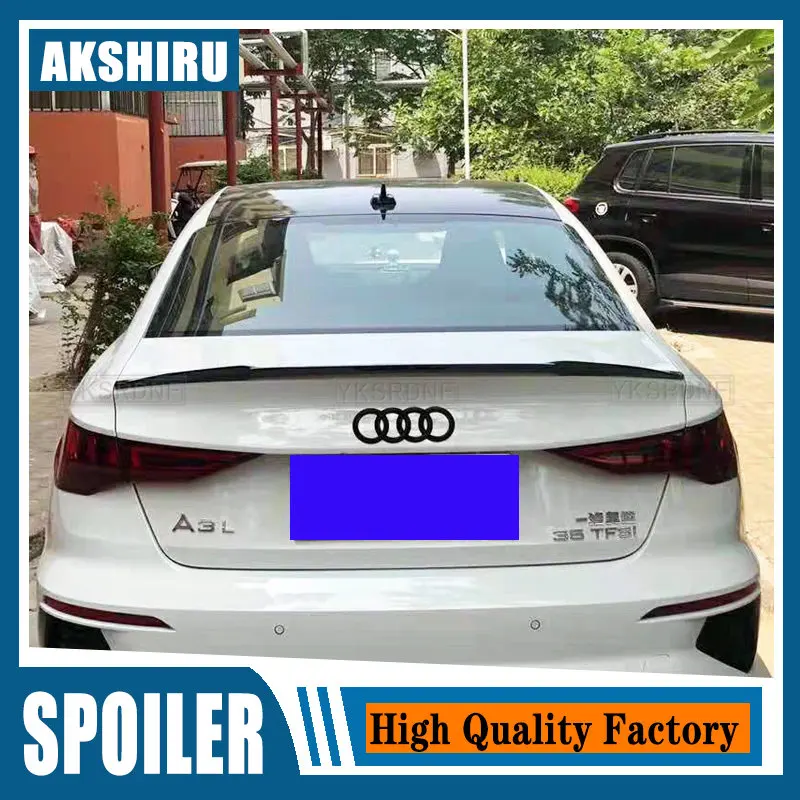 

Для Audi A3 Sedan 2021, новый АБС-пластик, краска, глянцевое черное углеродное волокно, спойлеры для губ, задняя крышка багажника, автомобильный спойлер, крылья