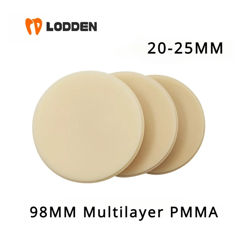 Lodden Dental Multilayer PMMA Block 98 20-25MM Open System for CAD/CAM Dental Laboratory Dental Resin Dentist Denture Material