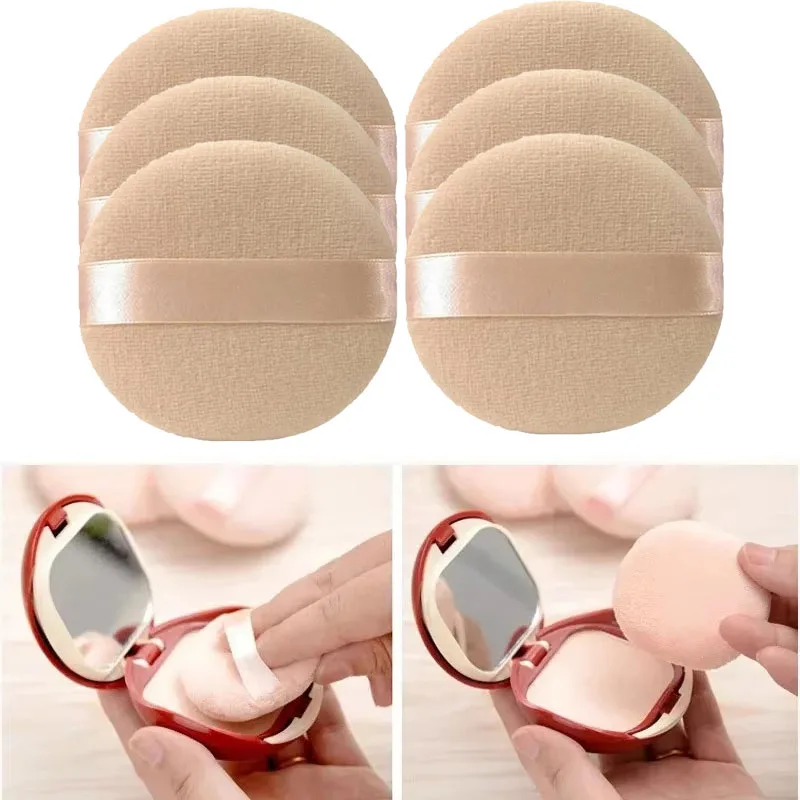 1/10 個プロフェッショナルラウンド形状フェイシャルパウダーファンデーションパフポータブルソフト化粧パフメイクアップファンデーションスポンジ美容ツール