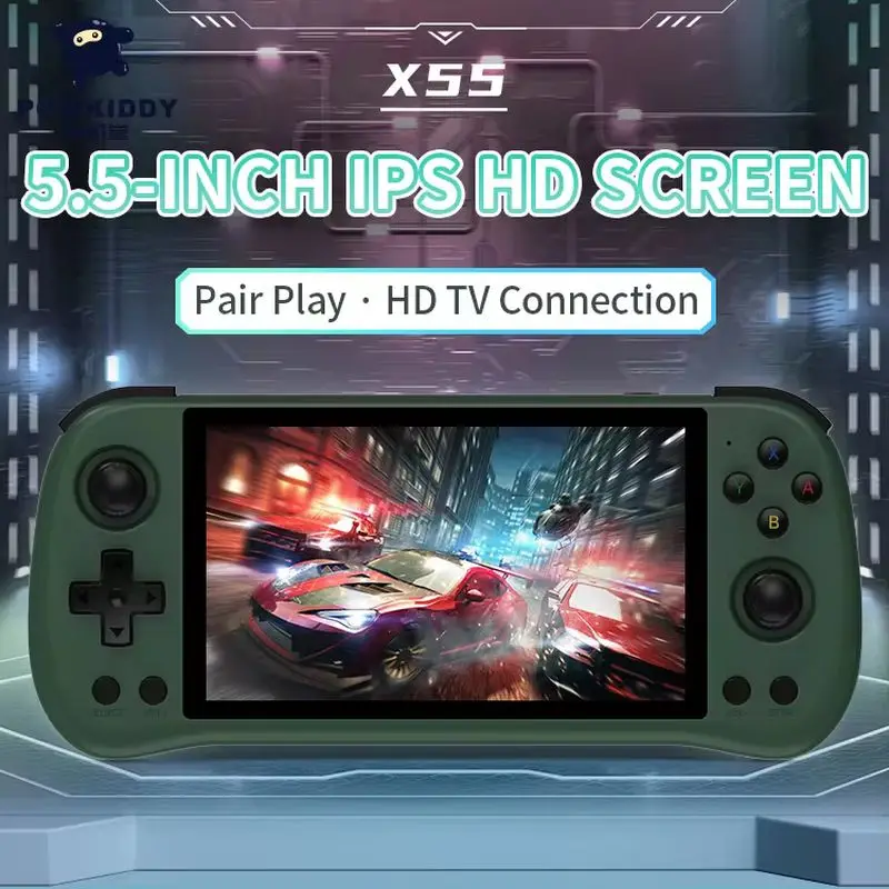 

X55 Powkiddy 5.5 Inch Psp 1280*720 Ips Screen Rk3566 Handheld Game Console Open-Source Retro Console Birthday Arcade Game Gifts