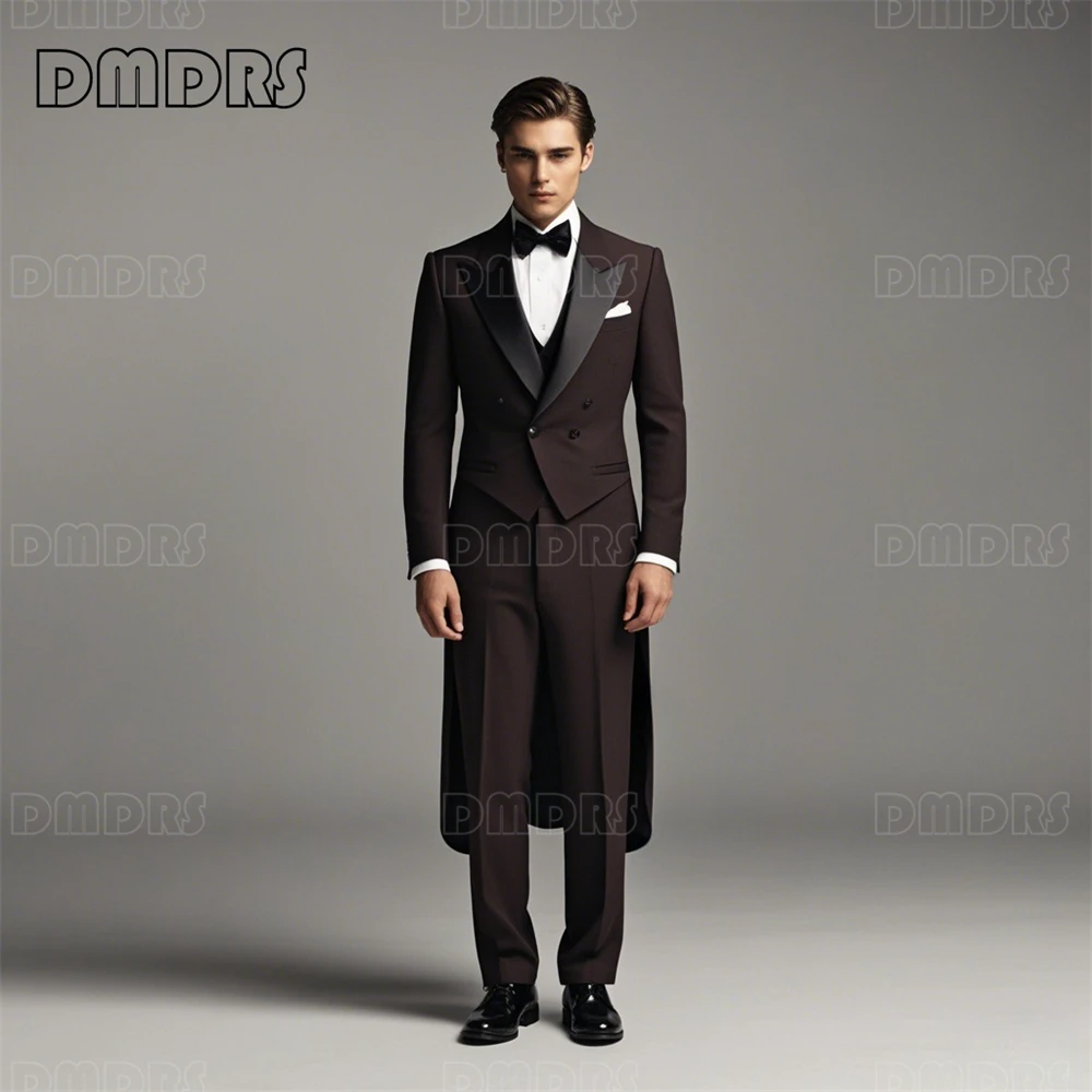 

Men's Vintage Tuxedo Pants Set, Two-Piece Set, Double Breasted Blazer with Tail, Handsome Suit Costume, Party Dress Wear for Men