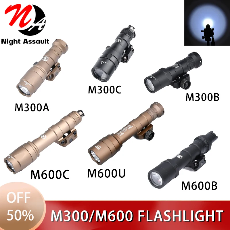 Surefir M600C M600U M600B high power Picatinny Tactical Flashlight M300A M300C scout Light Airsoft Weapon LED Gun Hunting lamp