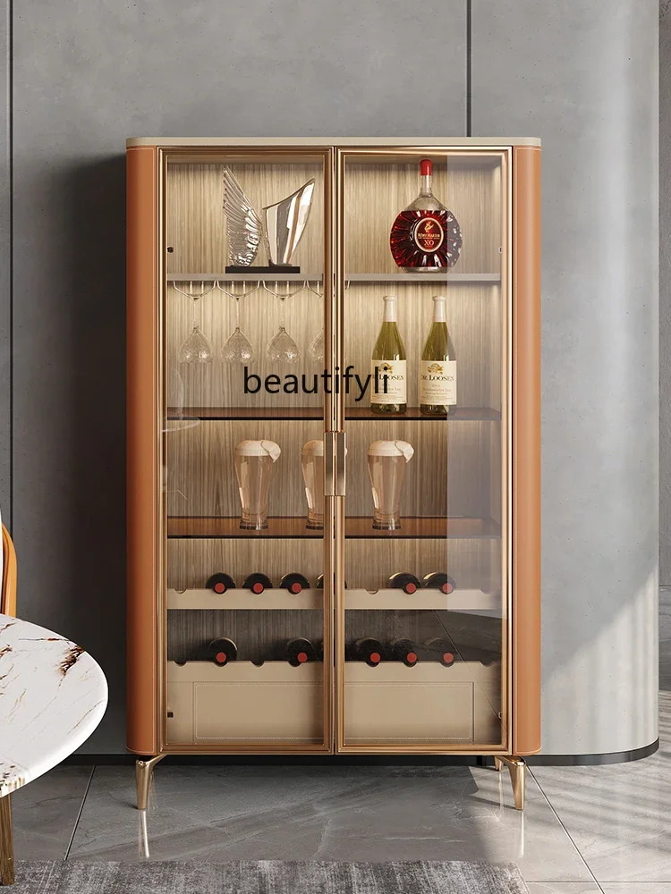 

Light Luxury Wine Cabinet Living Room Home Wall Display Cabinet High-End Lockers with Glass Door Wine Cabinet