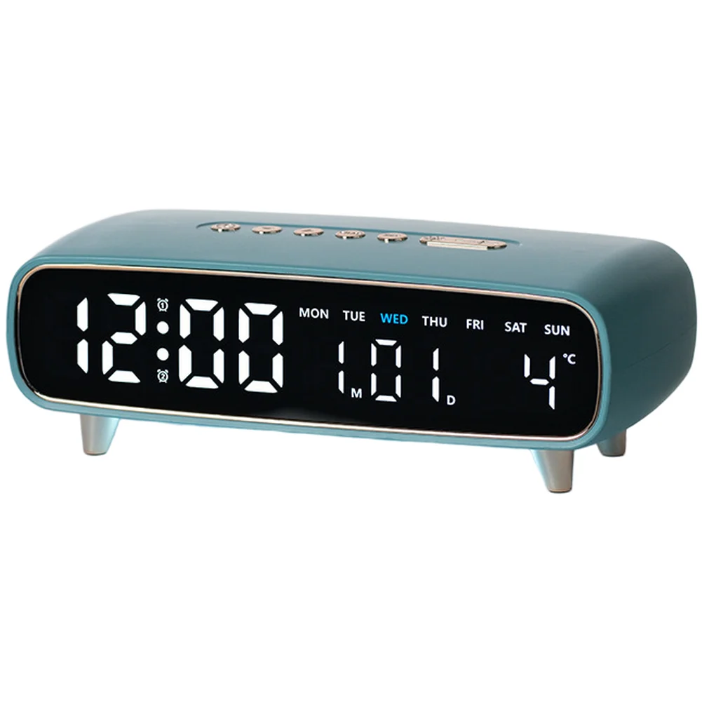 LED Digital Alarm Clock with Time Date Week Temperature Display Night Light Function USB Charging Port for Bedroom Use