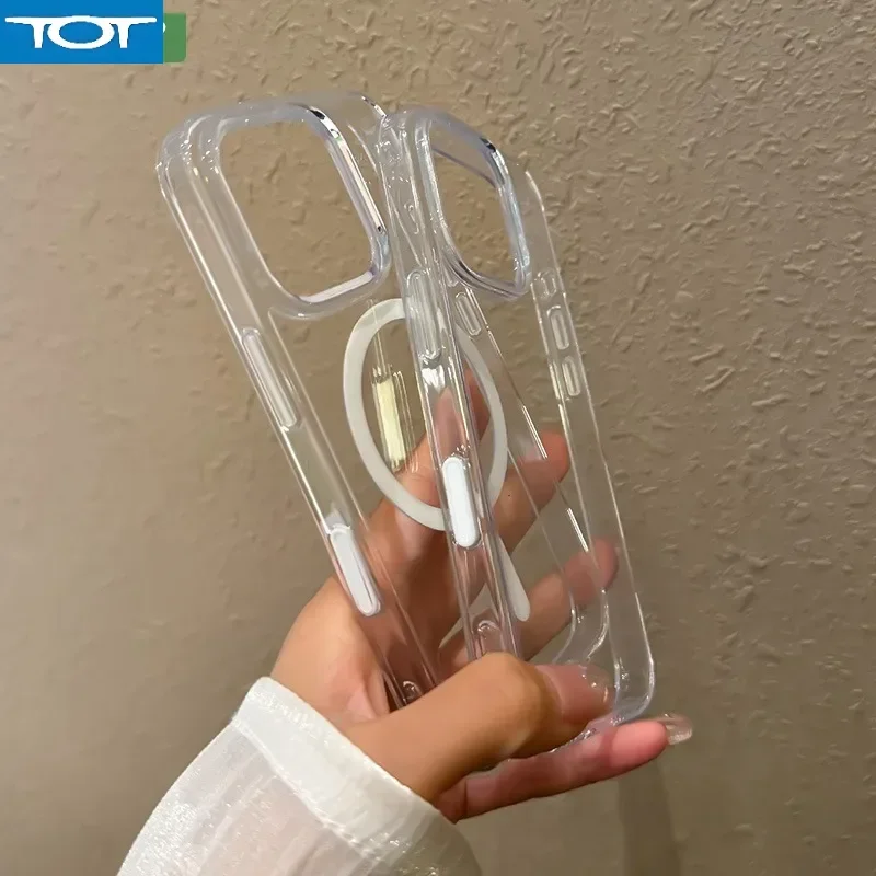 

With Camera Control Button Transparent Acrylic Magsafe Case for iPhone 16 Pro Max 16 Plus Clear PC Wireless Charging Cover