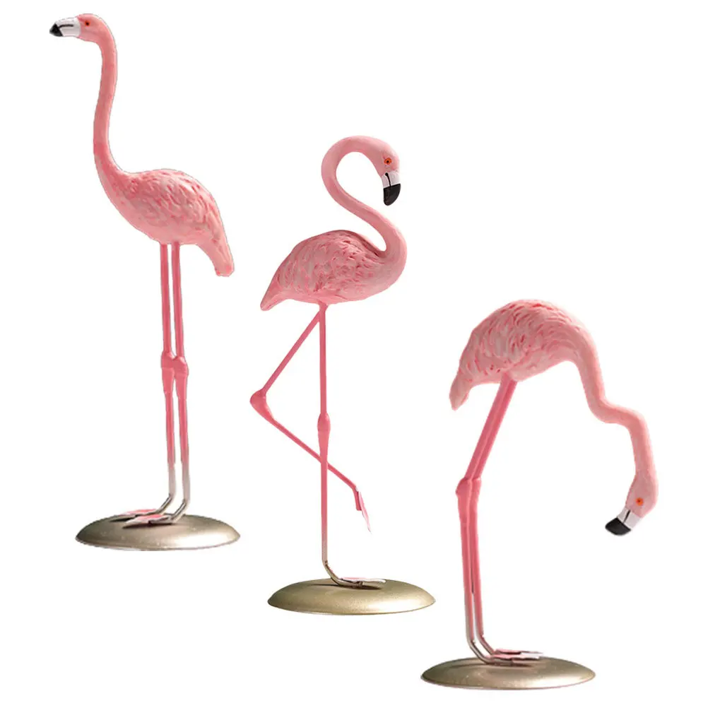 

3Pcs Resin Flamingo Yard Ornament Bright Color Exquisite Resin Decoration for Desktop Garden Home Flamingo Decor