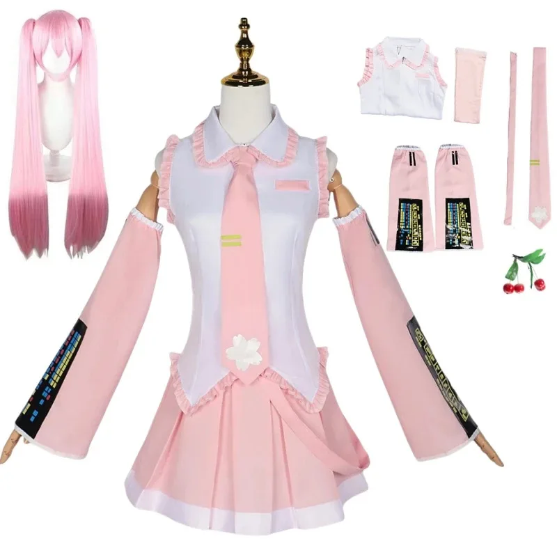 Dd12 disfraz rosa actuación Cos Hatsune Regular C traje peluca Cosplay niñas primavera Sakura cereza Miku