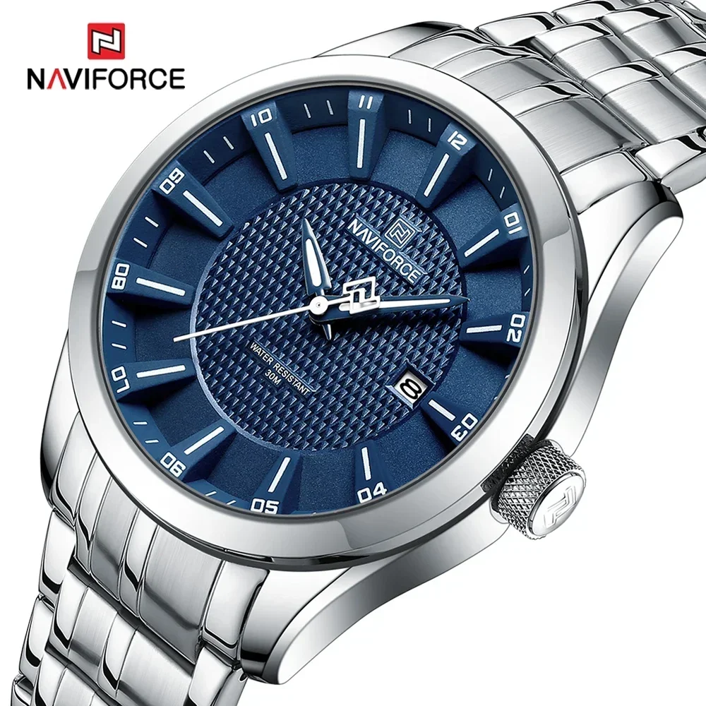 NAVIFORCE NF8032 Brand Business Luxury Watch Men Clock Waterproof Luminous Quartz Stainless Steel Wristwatch