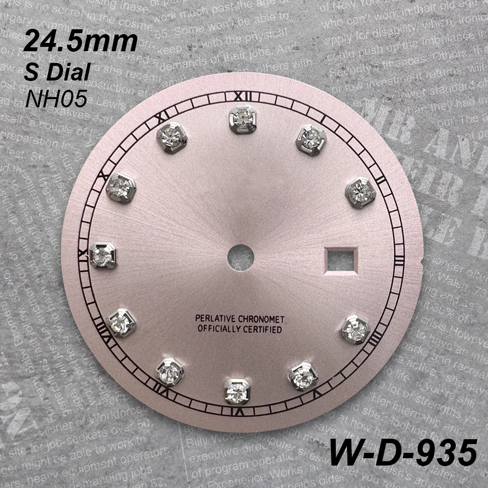 24.5mm Lady's Diamonds S Dial Fit NH05 Automatic Movement Sunray High Quality Watch Modification Accessories
