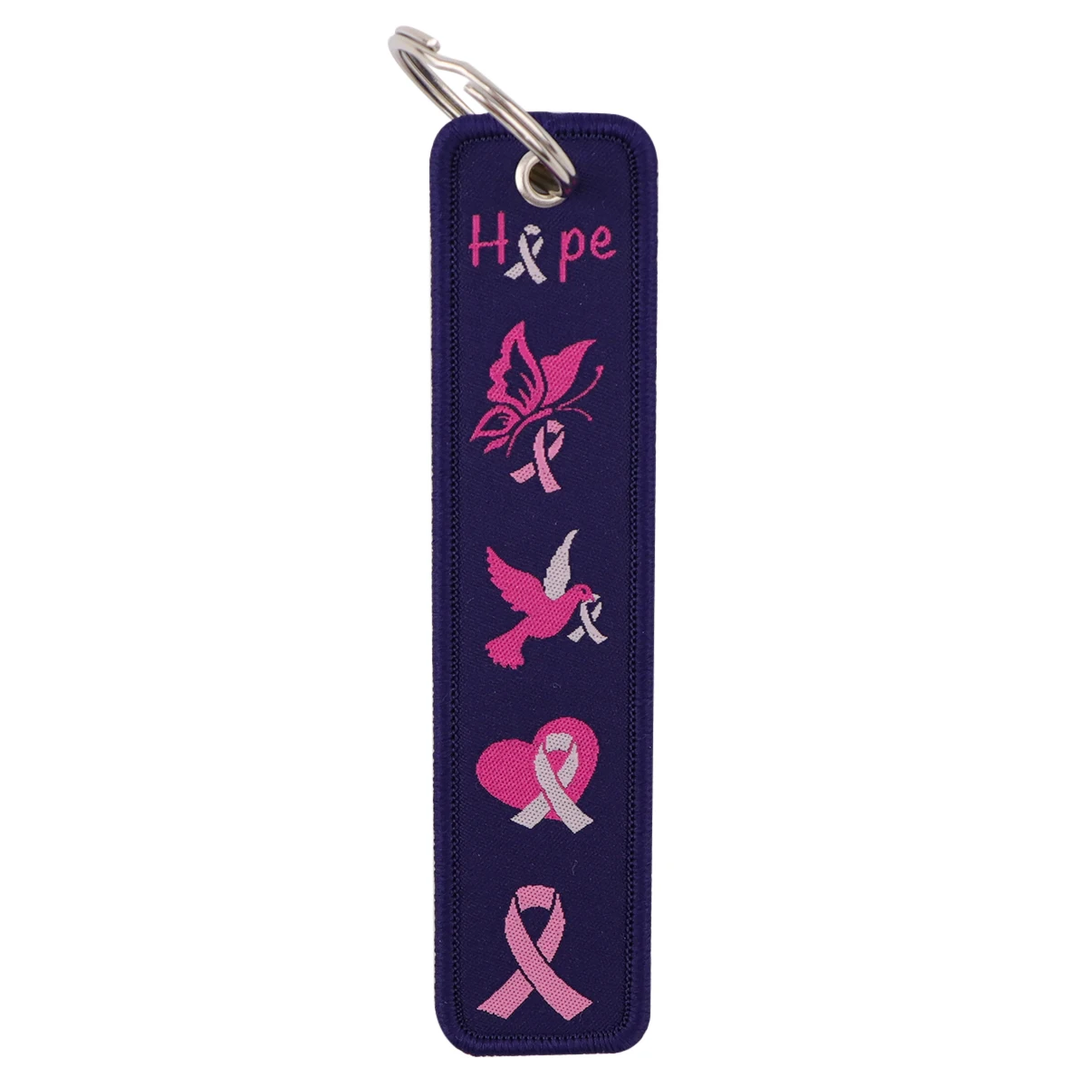 Breast Cancer Awareness Embroidery Key Fobs Mental Health Key Tags Keychain For Women Key Ring Accessories Jewelry Chaveiro Gift