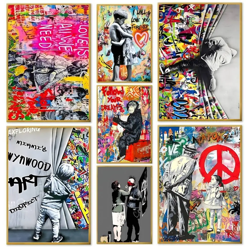 Banksy Street Graffiti Art Poster And Prints Wall Art Pictures For Modern Bedroom Game Room Home Decor