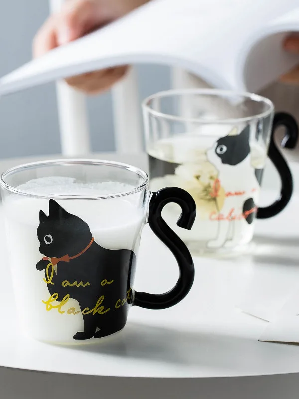 Heat Resistant Glass Cup Cute  Design for Coffee Milk Tea Drinking Home Use Breakfast Special Attractive round Shape Cup