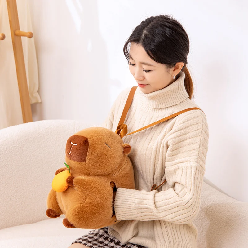 Kawaii ตุ๊กตาสัตว์ตุ๊กตากระเป๋าเป้สะพายหลัง Panda Raccoon หมาป่าหมีกบ Capybara Penguin Elephant Plush กระเป๋าเป้สะพายหลังของขวัญเด็ก