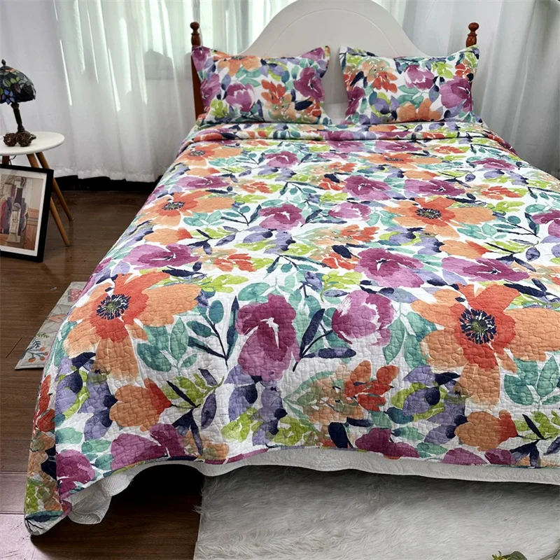 Handmade Quilted Bedspread Set, 100% Cotton, Padded Duvet, Linen Blanket, Cubrecam Bed Cover Colcha, Summer Quilt Bedding Set
