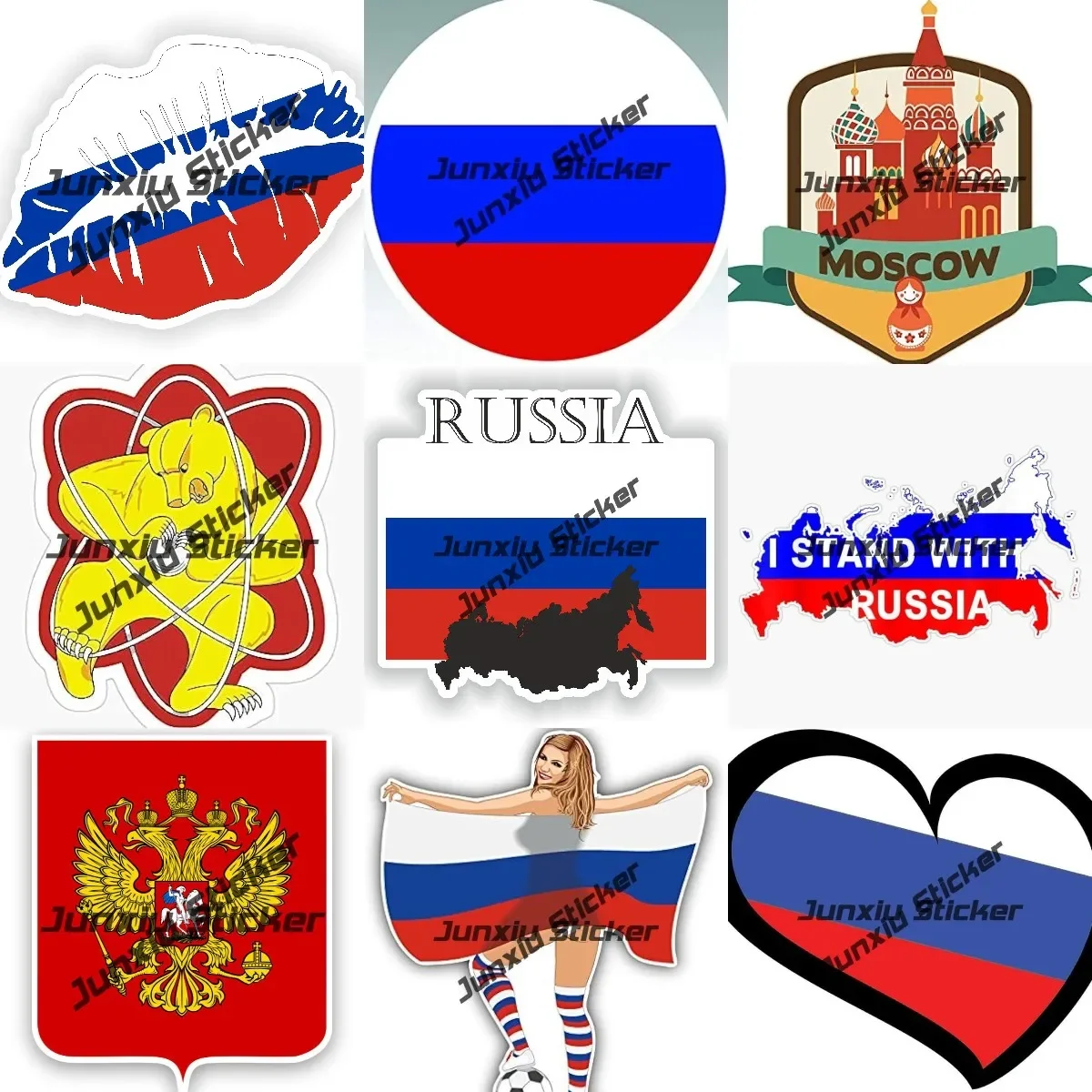 

Russia Coat of Arms Double-headed Eagle Stickers Russia Flag Atomic Bear Rips Apart Atom Sticker Country Flag Sticker Shape