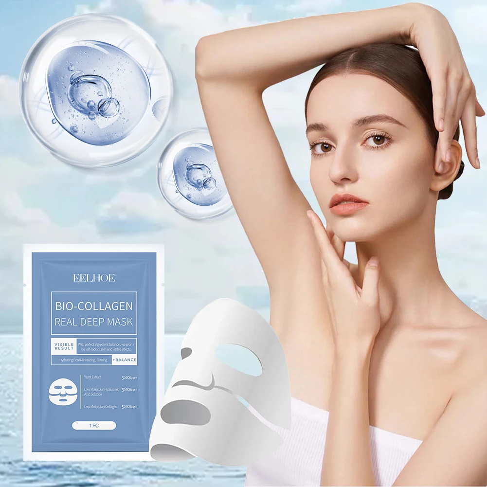 Bio-Collagen Real Deep Mask Przeciwzmarszczkowa maska liftingująca z hydrolizowaną kolagenową nawilżającą maskę na twarz dla kobiet i mężczyzn