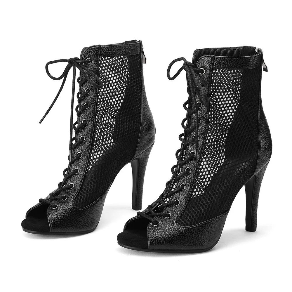 YSWEYOMIC Dance Heels Latin Dance Booties Suede Latin Salsa Heels For Dance Team Dance Party Customized Logo And Sole