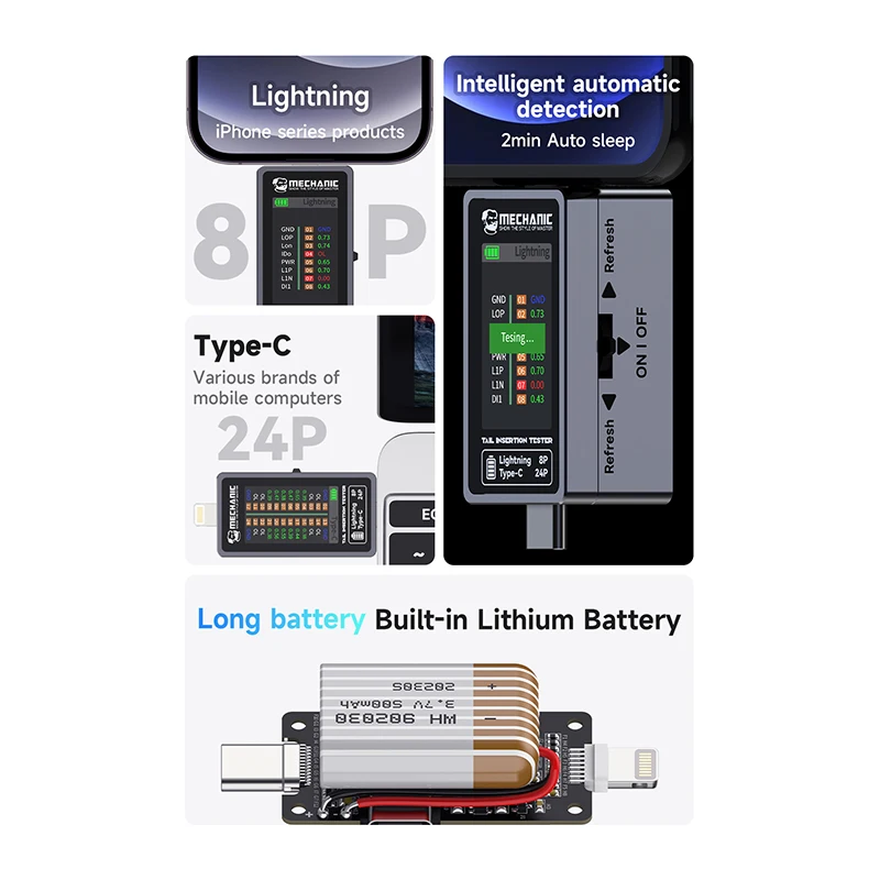 MECHANIC  TAIL INSERTION TESTER Built-in battery super long standby Suitable for detecting data anomalies Intelligent detection