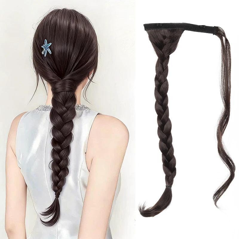 

Low ponytail wig braid children's velcro self winding side Fried Dough Twists braid fluffy hair increase wig braid ponytail