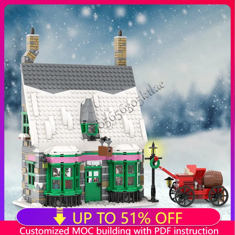 

1266 PCS Street View Series MOC Winter Snow View Room Building Blocks Model Educational Assembly Toy For Children Festival Gifts