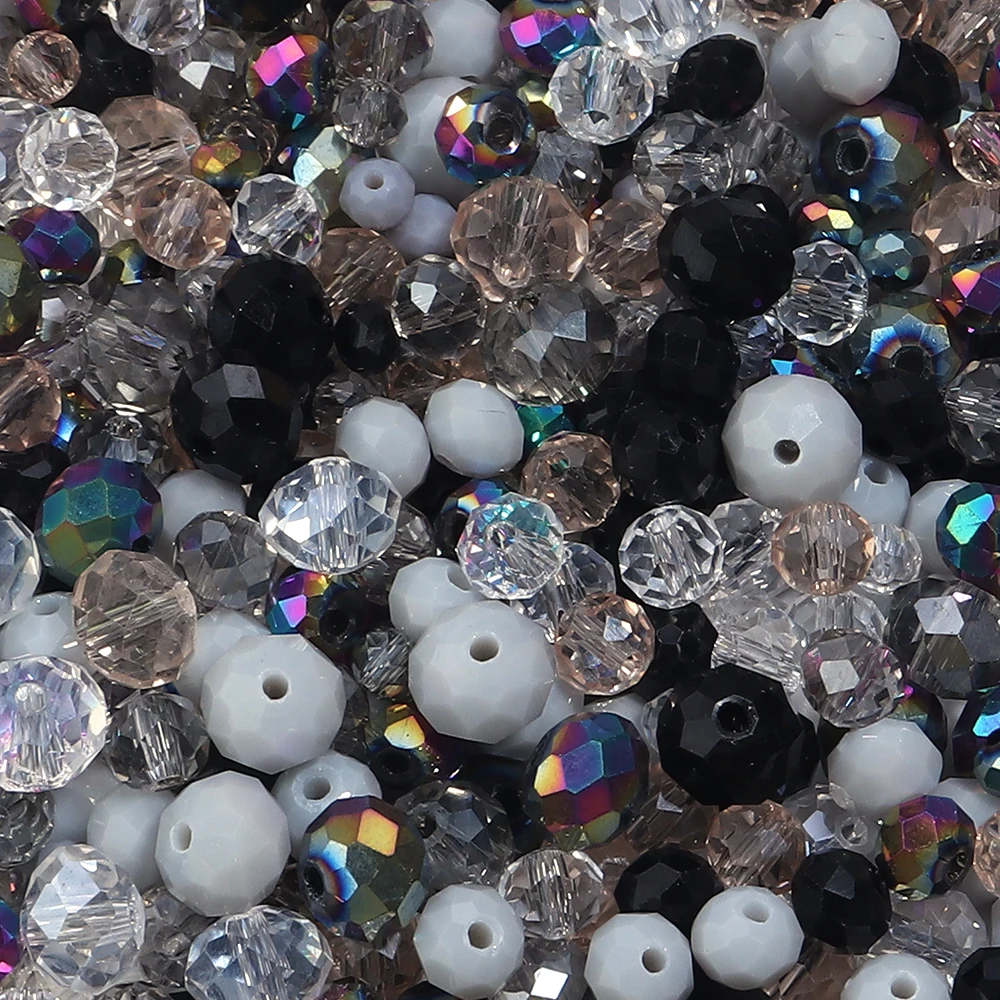 100-200pcs/lot 4/6/8/mm Black Gray Faceted Glass Beads Loose Spacer Beads For Jewelry Making DIY Necklace Bracelet
