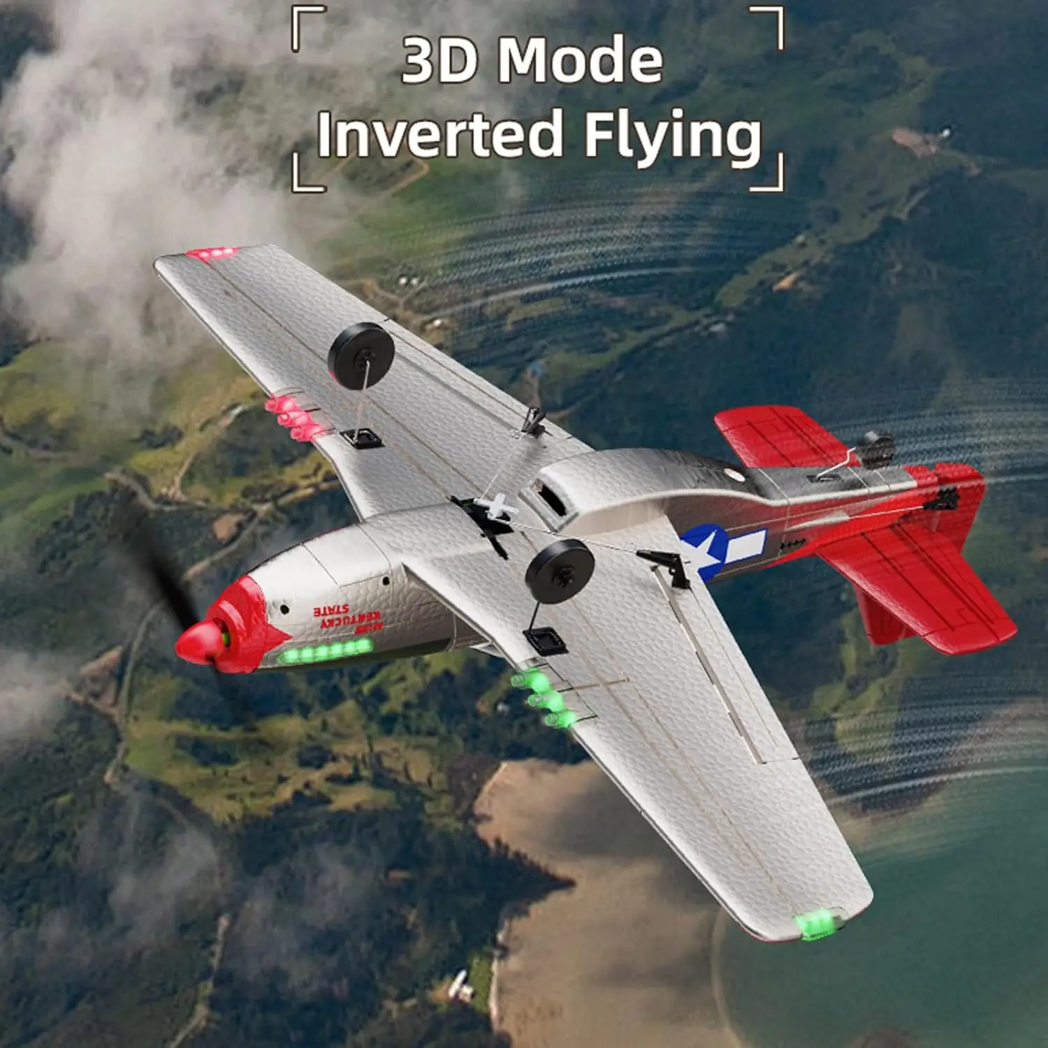 

453MM Pre-Assembled P51 Mustang Remote Control Airplane Aircraft Combat Xpilot Stabilization Aerobatics / 6 Axis Gyro 4CH P51D R