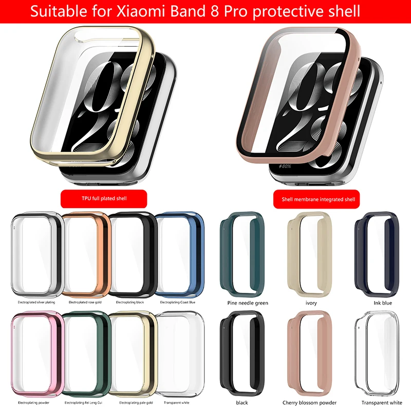 Screen Protector Case For Xiaomi Mi Band 8 Pro Full Coverage TPU Protective Cover Washable Bumpers Frame Housing Shells Skin