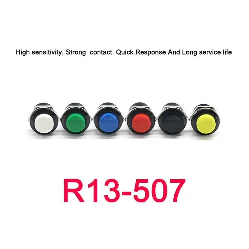 10 stücke R13-507 Momentary Push Button Switch 16mm Momentary 6A/125VAC 3A/250VAC Runde Schalter SCHWARZ ROT GRÜN WEIß BLAU GELB