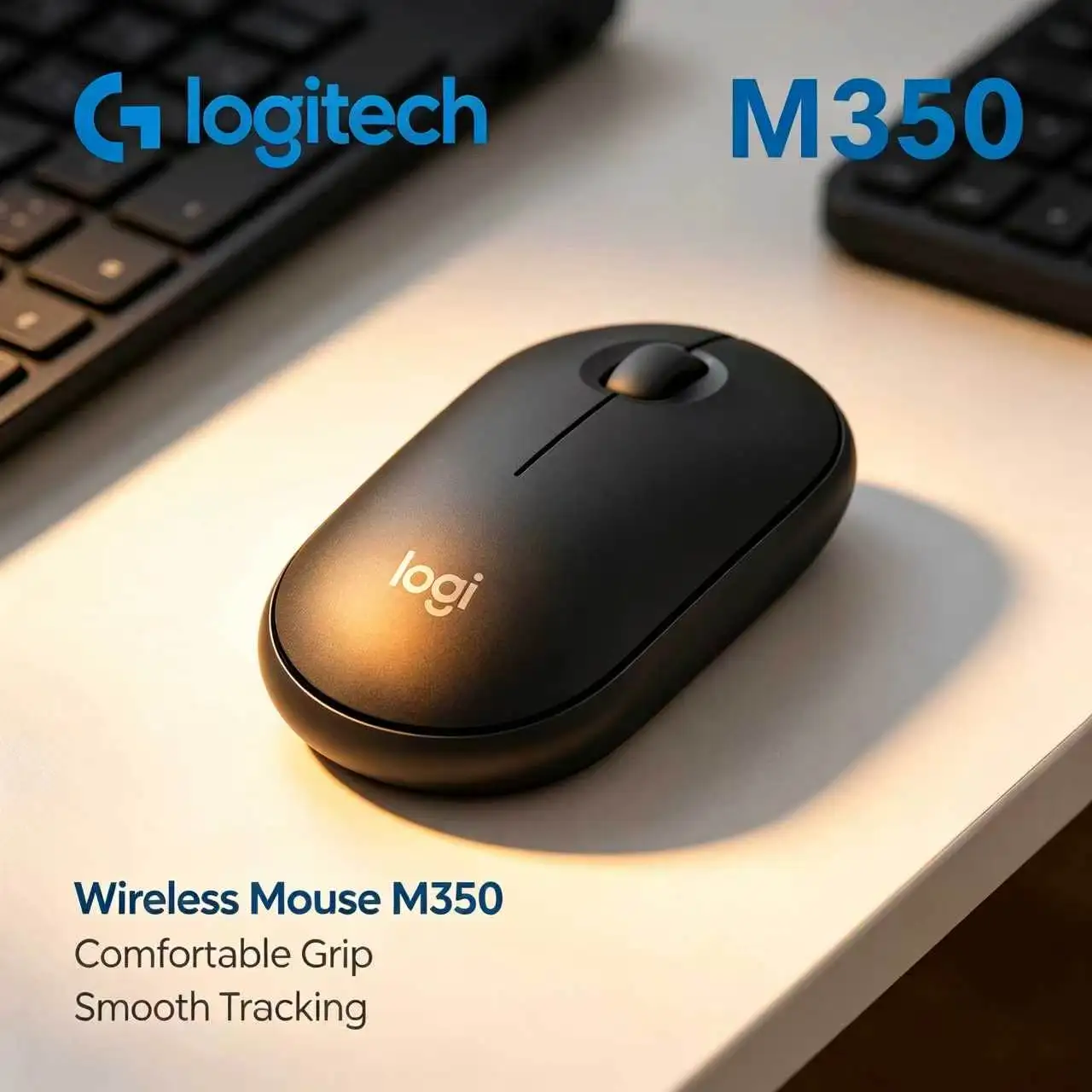 Logitech Pebble M350 Wireless Bluetooth Mouse Pebble Round Shape Silent Click For Office And Travel