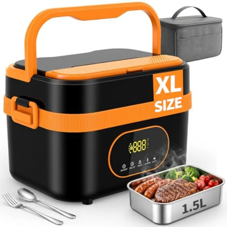 

Cordless Electric Lunch Box for Office, Travel, Camping, Truck: 18000mAh 60W Fast Heating, 1.5L Leak-Proof Container, Adjustabl