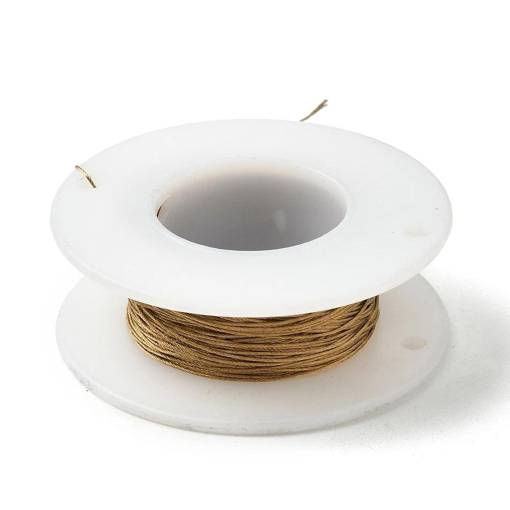 1 Roll Stainless Steel Twisted Wire Round Cord Spool Braided  Brown String Thread for DIY Bracelet Necklace Jewelry Making