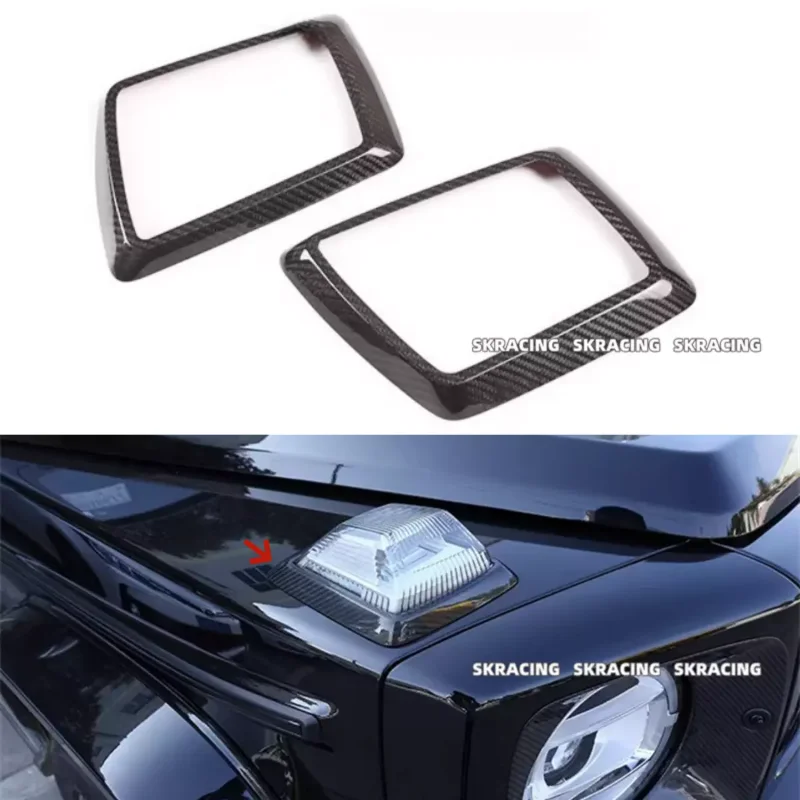 

Body Kits Dry Carbon Fiber Front Hood Turn Signal Lights Cover Trim Fits Benz W464 G63 AMG