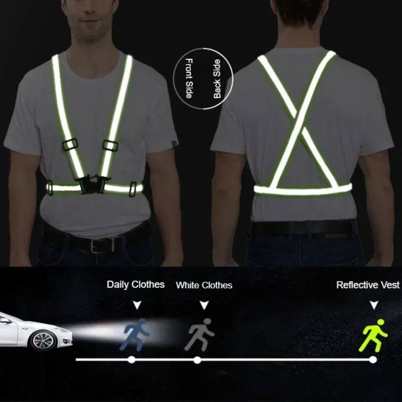 Roadway Safety Reflective Vest Night Running Jogging Reflective Strap Vests Glow in The Dark Tape Elastic Reflective Strap Vest