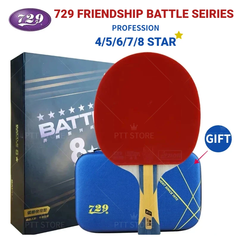 729 Friendship 8 Star Battle Series Table Tennis Racket 5+2 Carbon Ping Pong Paddle Table Tennis Racket 4/5/6/7/8 Star with Bag