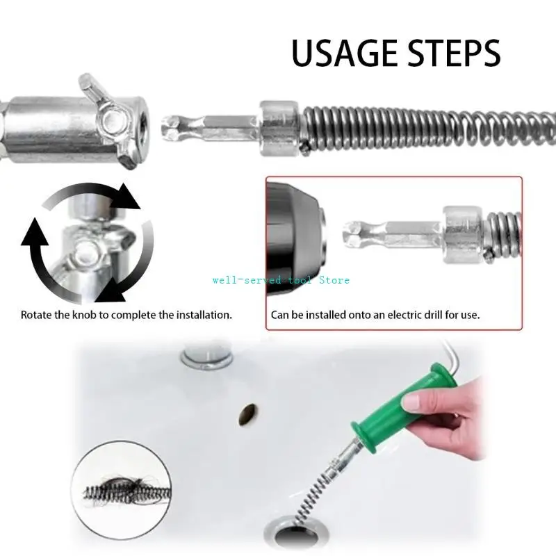 

G88A 10mm Pipe Cleaning Tool with Electric Drill Compatibility for Clogs Floor Drains & Sewers Kitchen Bathroom Household Use
