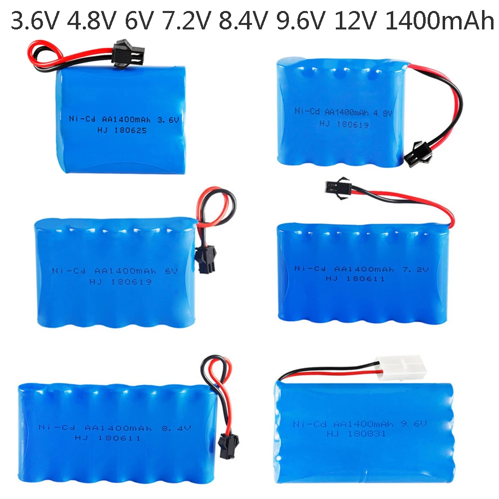 3.6V 4.8V 6V 7.2V 8.4V 9.6V 12V 1400mAh NiCD AA battery For RC Toys Cars Trucks Tank Guns Spare Parts AA Ni-CD Battery pack