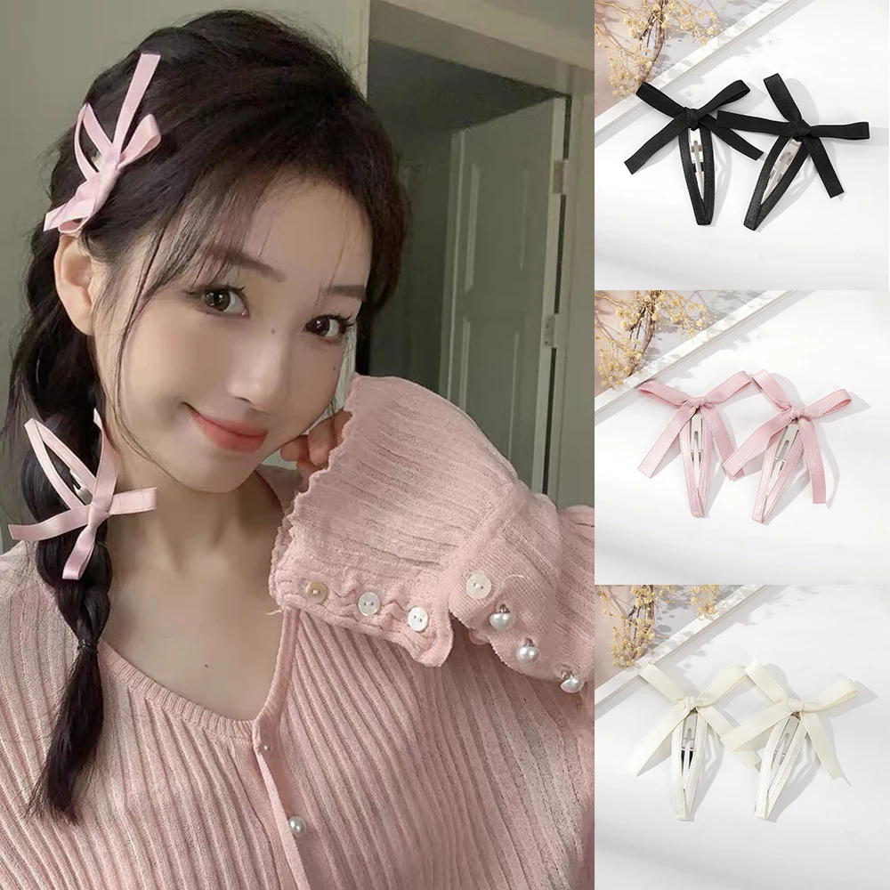 Girls Fashion Bow Hairpin Hair Clips For Women Pink Sweet Side Clip Bangs Clip Hairpin Word Clip Hair Accessories Hairpin