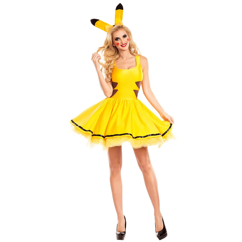 Pokemon Role Play Clothing Anime Pikachu Girl Halloween Clothing Prom Party Performance Stage Performance Clothing Game Uniform