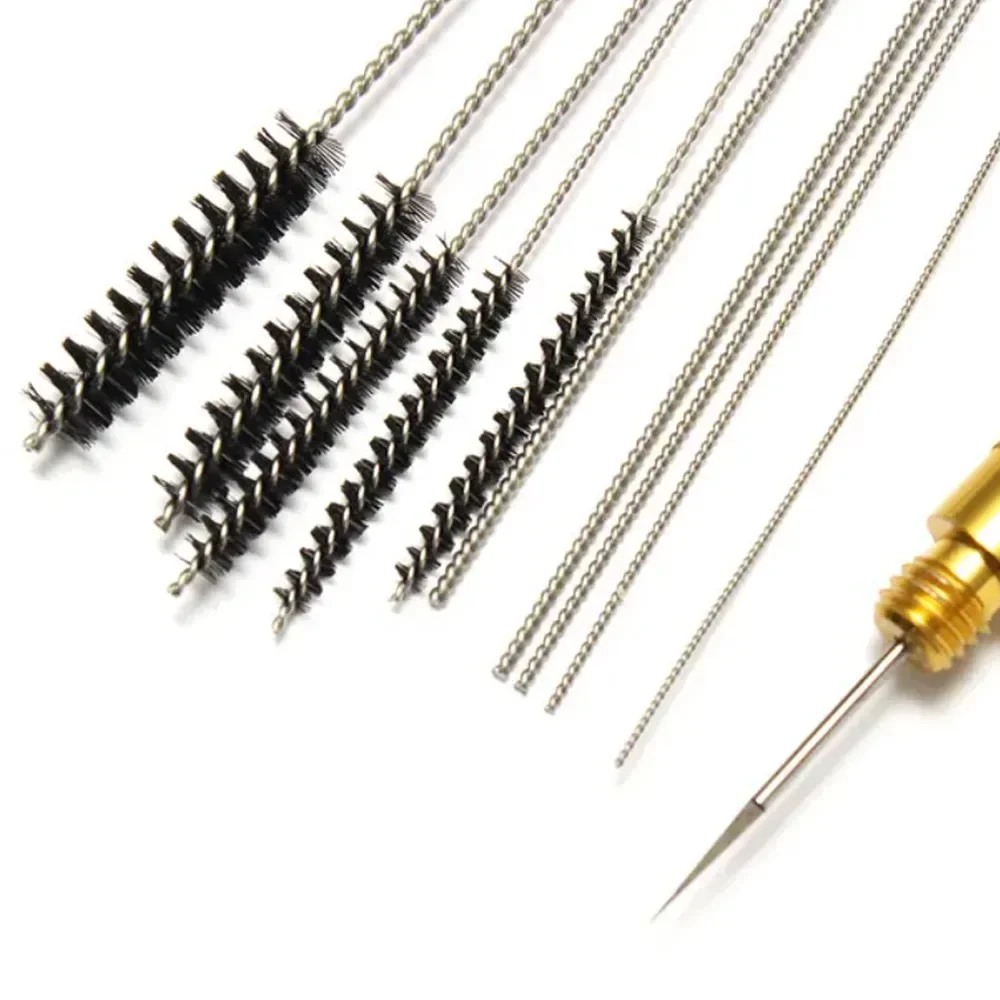11pcs Airbrush Spray Gun Nozzle Cleaning Repair Tool Kit Needle & Brush Set