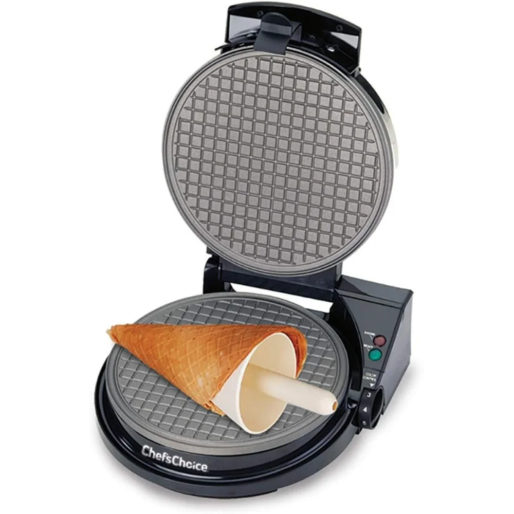 صانع الآيس كريم المخروطية، لوحات الوافل المخروطية السريعة غير اللاصقة، التعافي الفوري للحرارة، تتضمن وصفات على شكل لفة مخروطية #1