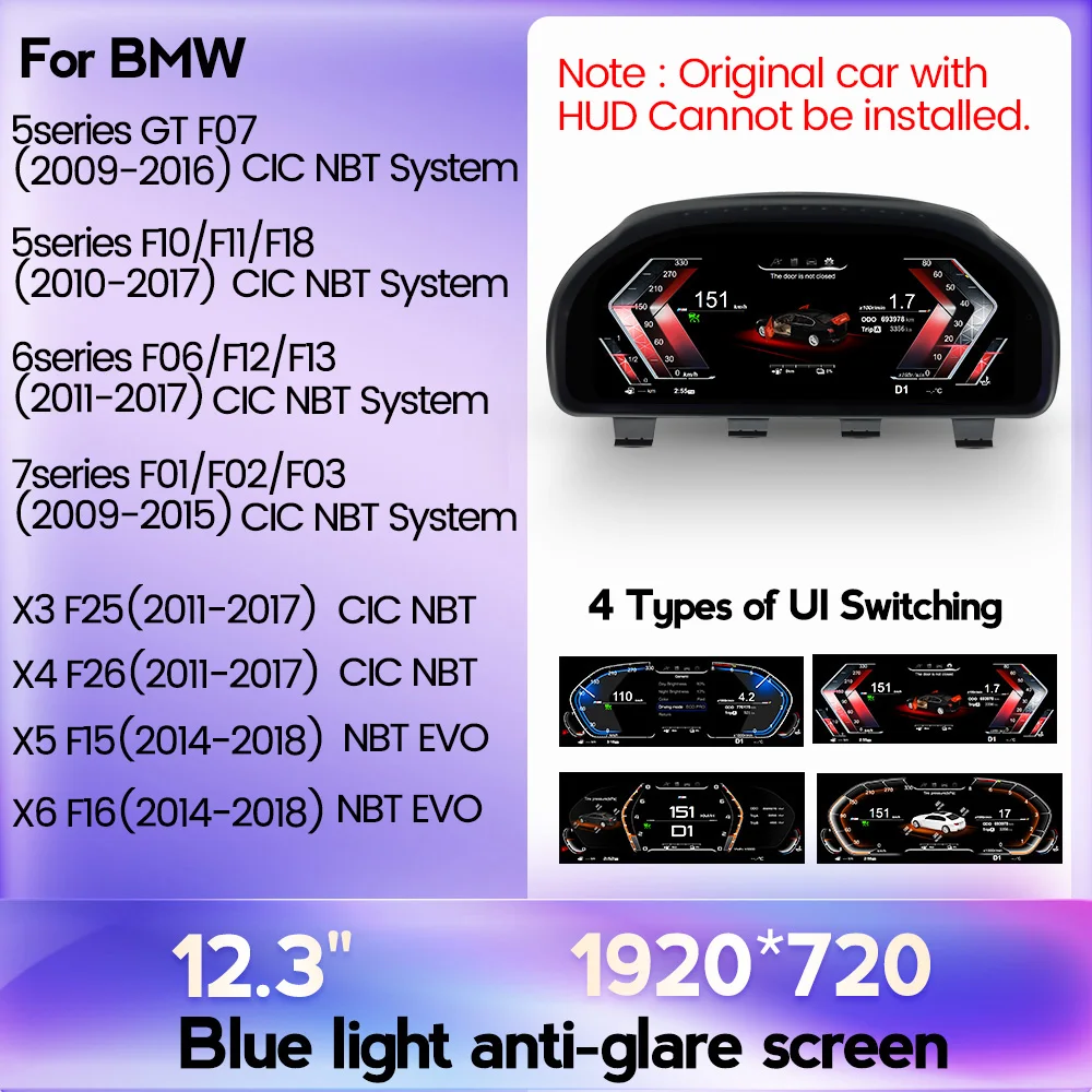 Mekede LCD-Dashboard Digitales Kombiinstrument für BMW 5/6/7er Serie X3/X4/X5/X6 F01 F07 F10 F15 F16 F25 F26 Tachometer Virtuelles Cockpit – Detail 9